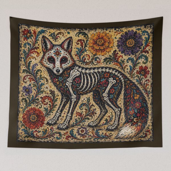 Item preview, Day of the Dead Folk Art Fox  designed and sold by newnomads-art.