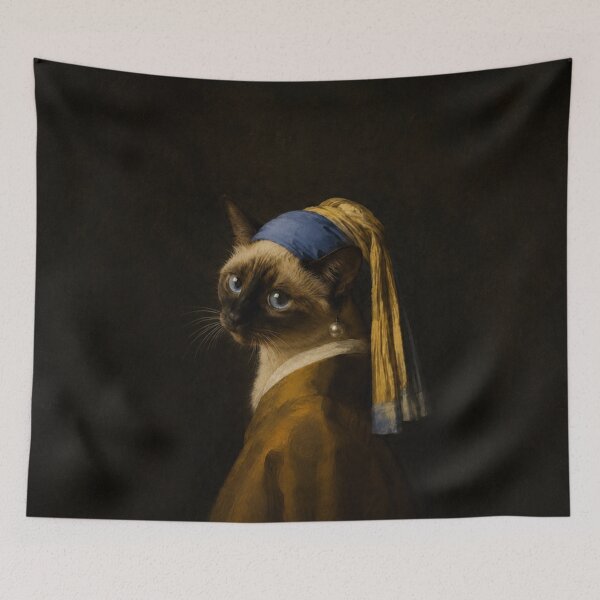 Item preview, Kitty with a Pearl Earring - Vermeer Cat Parody designed and sold by TheCatIsOnMyLap.
