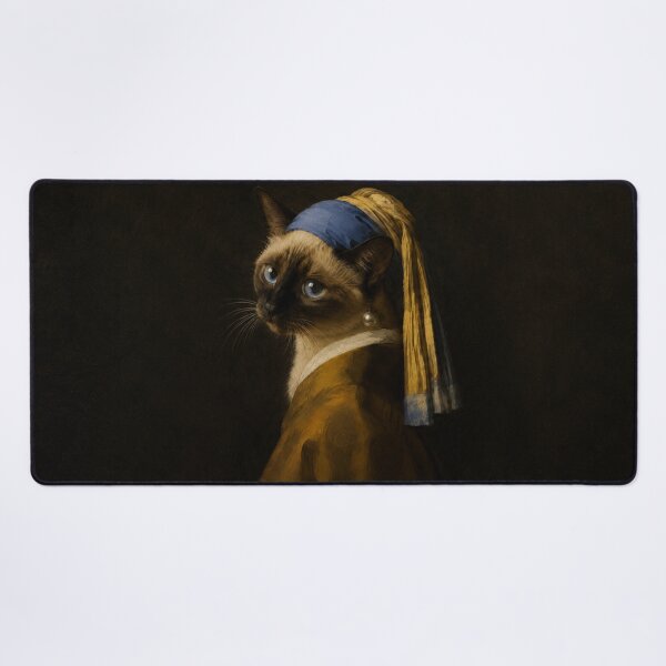 Item preview, Kitty with a Pearl Earring - Vermeer Cat Parody designed and sold by TheCatIsOnMyLap.