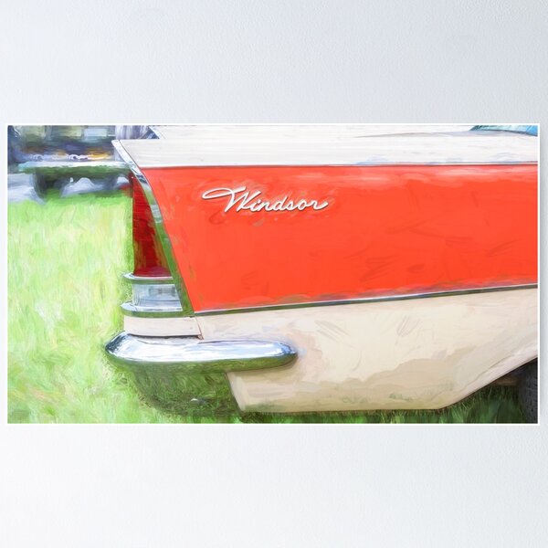 Item preview,  1957 Chrysler Windsor Desert Rose and Gauguin Red Technical Blueprint Car Poster designed and sold by RichFrancoCars.