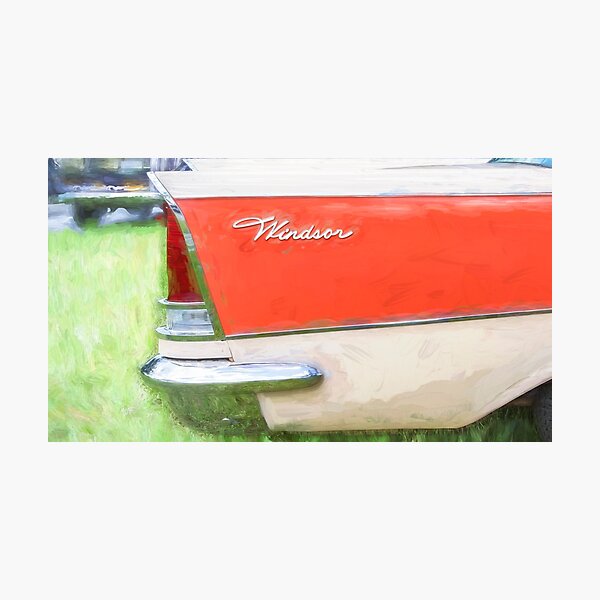 Item preview,  1957 Chrysler Windsor Desert Rose and Gauguin Red Technical Blueprint Car Poster designed and sold by RichFrancoCars.