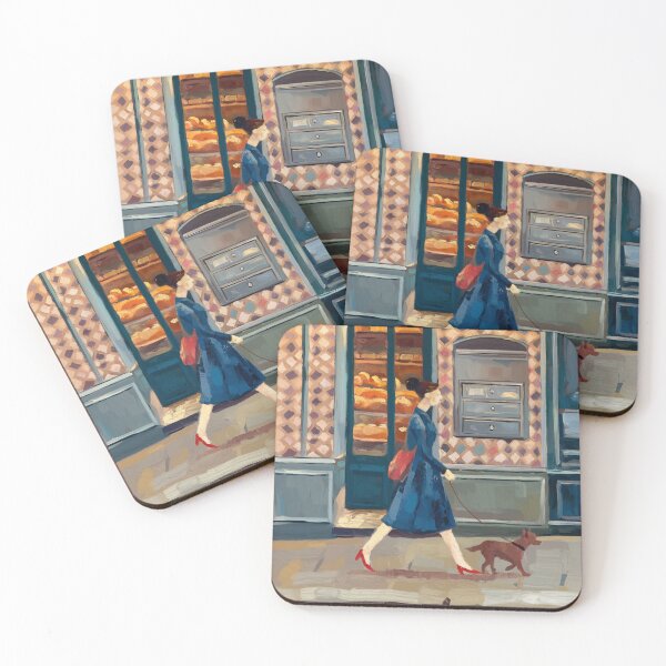 Item preview, Evening Walk Past the Boulangerie – Parisian Street Scene Art designed and sold by CARRAANN.