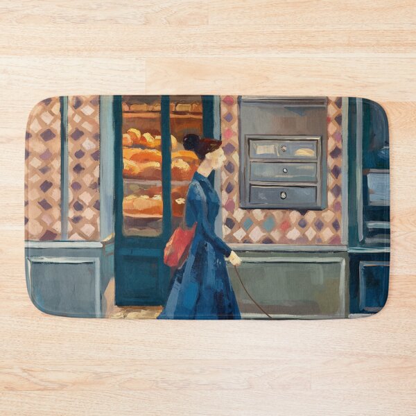 Item preview, Evening Walk Past the Boulangerie – Parisian Street Scene Art designed and sold by CARRAANN.