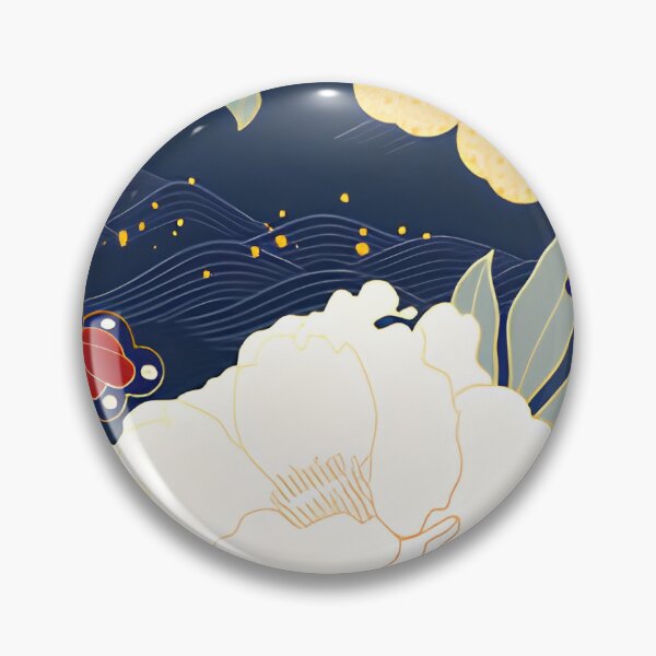 Item preview, Vintage Japanese Sakura Peony & Ocean Waves Floral Pattern designed and sold by LuxocaDesigns24.