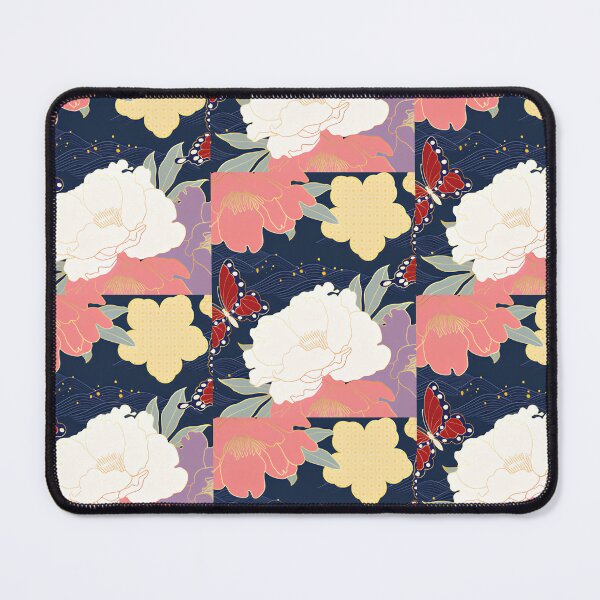 Item preview, Vintage Japanese Sakura Peony & Ocean Waves Floral Pattern designed and sold by LuxocaDesigns24.