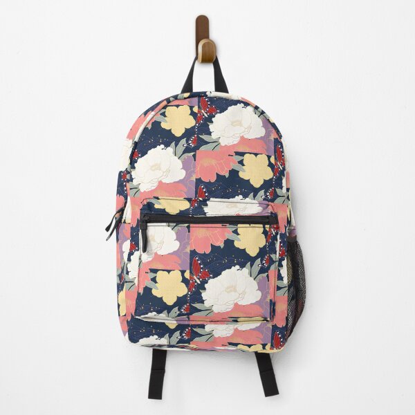 Item preview, Vintage Japanese Sakura Peony & Ocean Waves Floral Pattern designed and sold by LuxocaDesigns24.