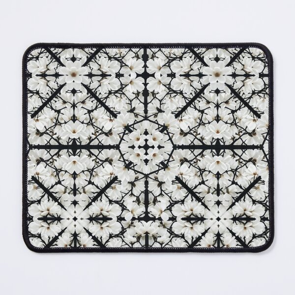 Item preview, Symmetrical White Floral Geometric Pattern Art designed and sold by Owcomm.