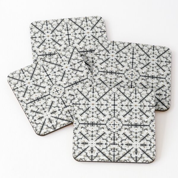 Item preview, Symmetrical White Floral Geometric Pattern Art designed and sold by Owcomm.