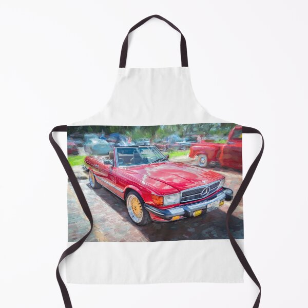 Item preview, Classic Red Mercedes 560SL R107 Convertible Art Print designed and sold by RichFrancoCars.