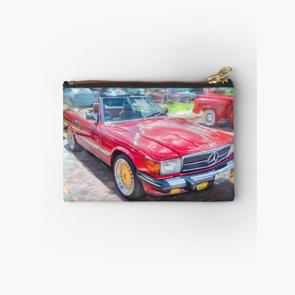 Item preview, Classic Red Mercedes 560SL R107 Convertible Art Print designed and sold by RichFrancoCars.