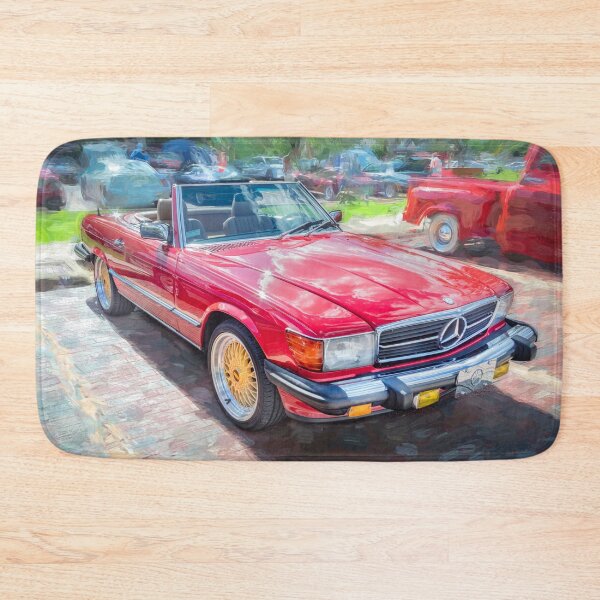 Item preview, Classic Red Mercedes 560SL R107 Convertible Art Print designed and sold by RichFrancoCars.