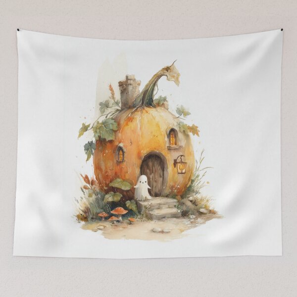 Item preview, Ghost’s Cozy Pumpkin Cottage designed and sold by Helenaphotoart.