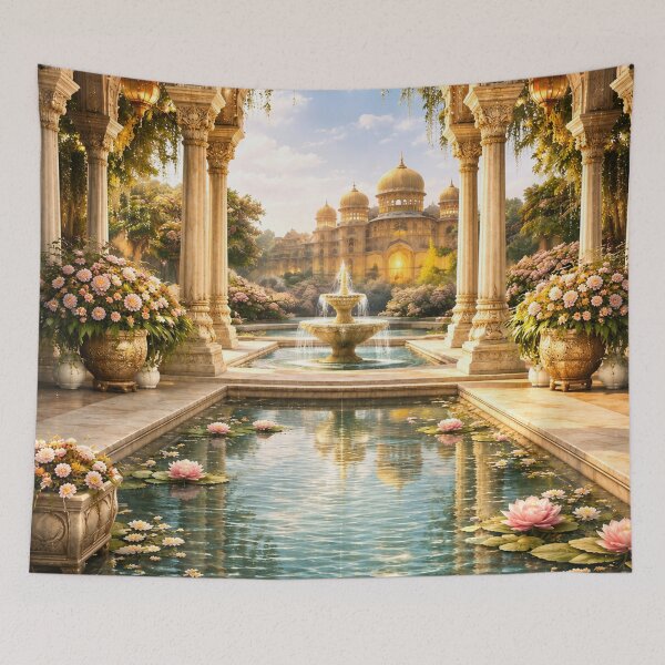 Item preview, Royal Mughal Palace Garden with Lotus Fountain designed and sold by AnjaSarahArt.