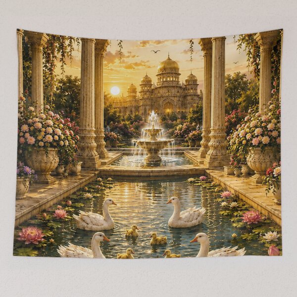 Item preview, White Swans in the Royal Palace Garden designed and sold by AnjaSarahArt.
