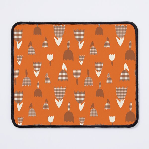 Item preview, Feedsack Gingham Tulip Floral in Orange + Brown designed and sold by YesterdayColl.