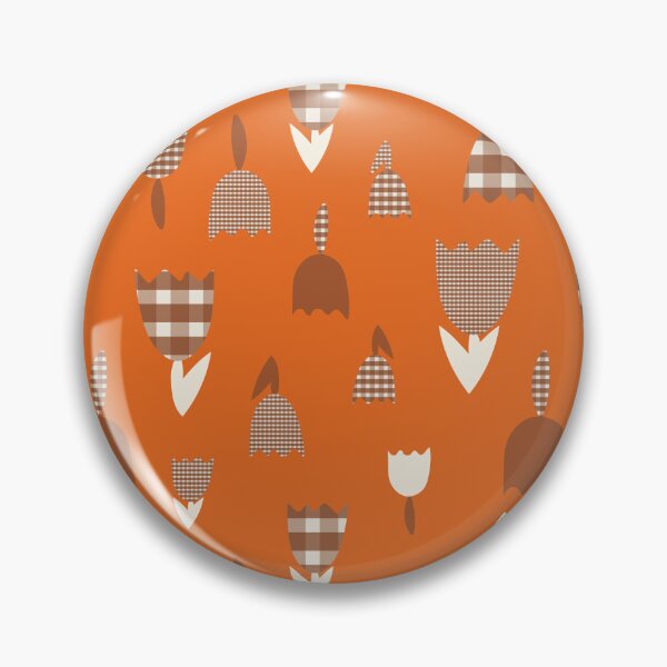 Item preview, Feedsack Gingham Tulip Floral in Orange + Brown designed and sold by YesterdayColl.