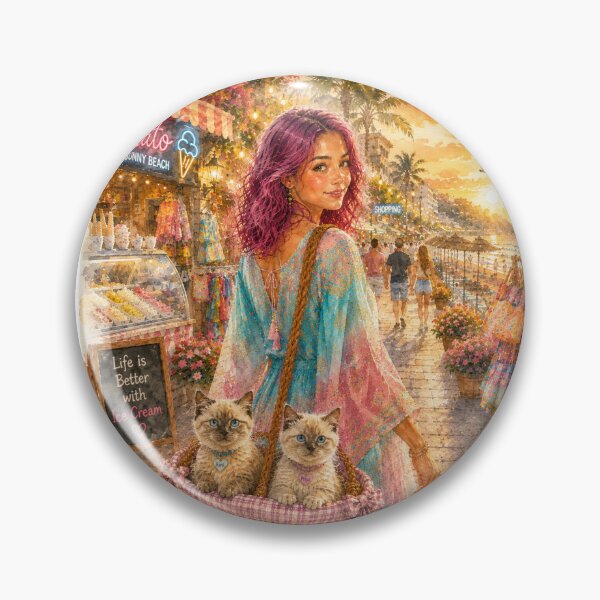 Item preview, Sunny Beach vacation with cats designed and sold by AnjaSarahArt.