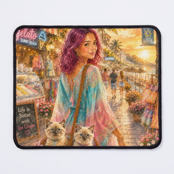 Item preview, Sunny Beach vacation with cats designed and sold by AnjaSarahArt.