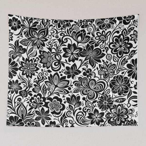 Item preview, Elegant Black And White Floral Pattern designed and sold by Owcomm.