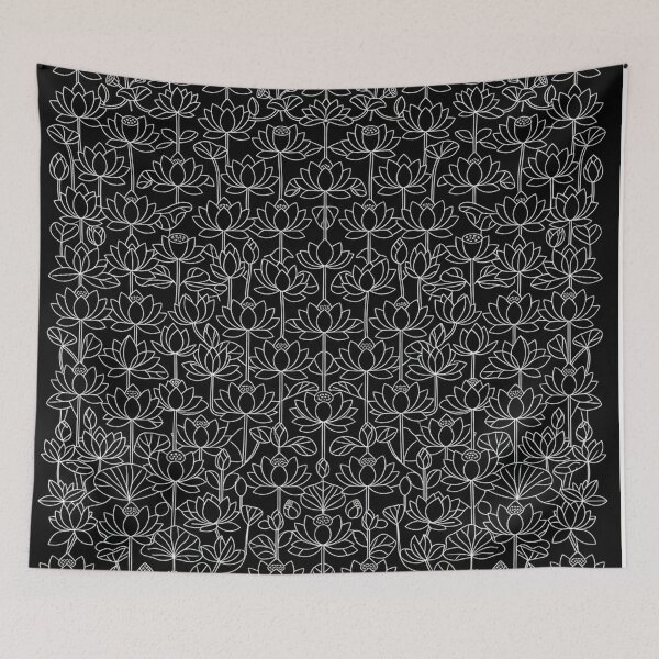 Item preview, Detailed White Lotus Flower Line Art Pattern designed and sold by Owcomm.