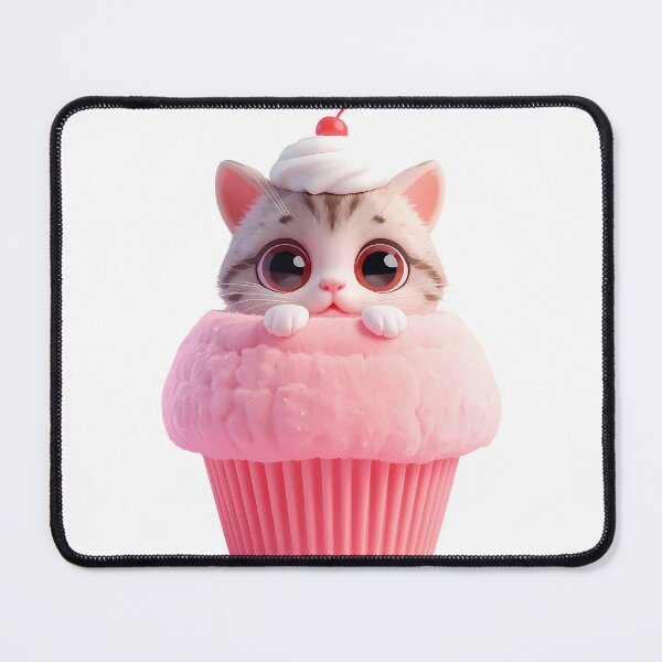Item preview, Cute 3D Baby Kitten in Pastel Pink Cupcake Dessert Sticker designed and sold by VisualVerseLab.