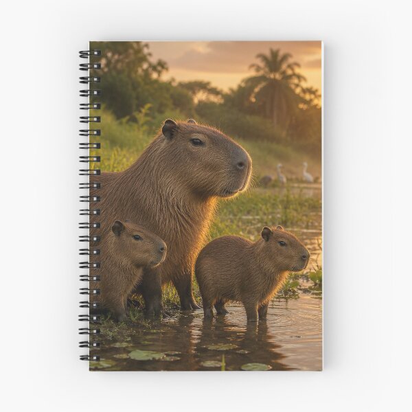 Item preview, Capybara Family In Pantanal – Golden Hour Wildlife Photography designed and sold by SVox.
