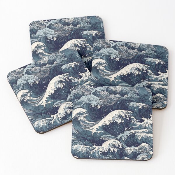 Item preview, Japanese Wave Pattern Hokusai Indigo Blue Ocean designed and sold by Nine Lives Studio.