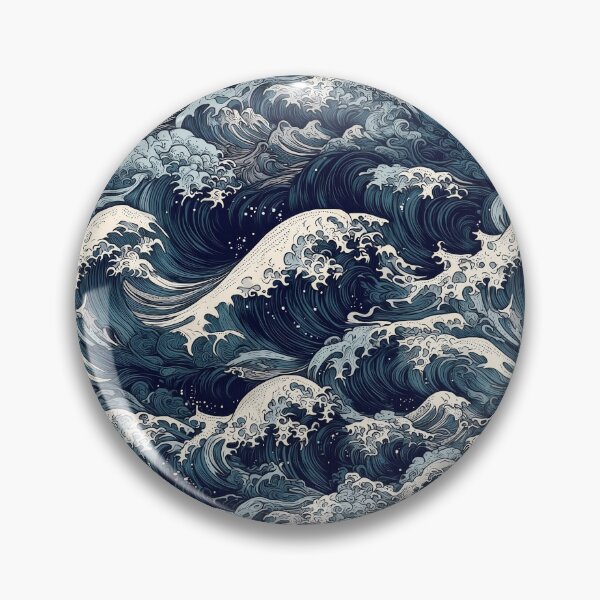 Item preview, Japanese Wave Pattern Hokusai Indigo Blue Ocean designed and sold by Nine Lives Studio.