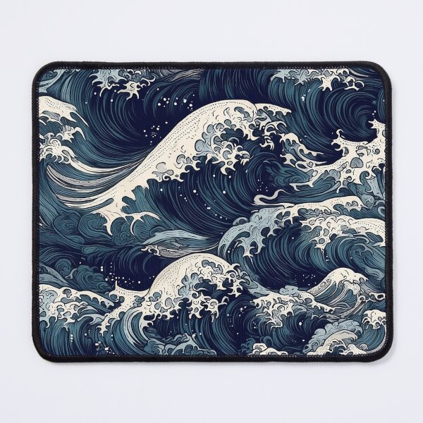 Item preview, Japanese Wave Pattern Hokusai Indigo Blue Ocean designed and sold by Nine Lives Studio.