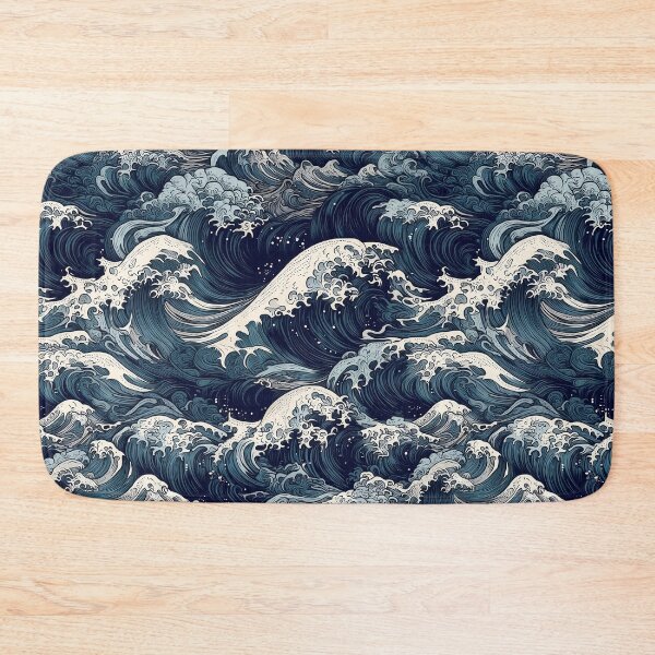 Item preview, Japanese Wave Pattern Hokusai Indigo Blue Ocean designed and sold by Nine Lives Studio.