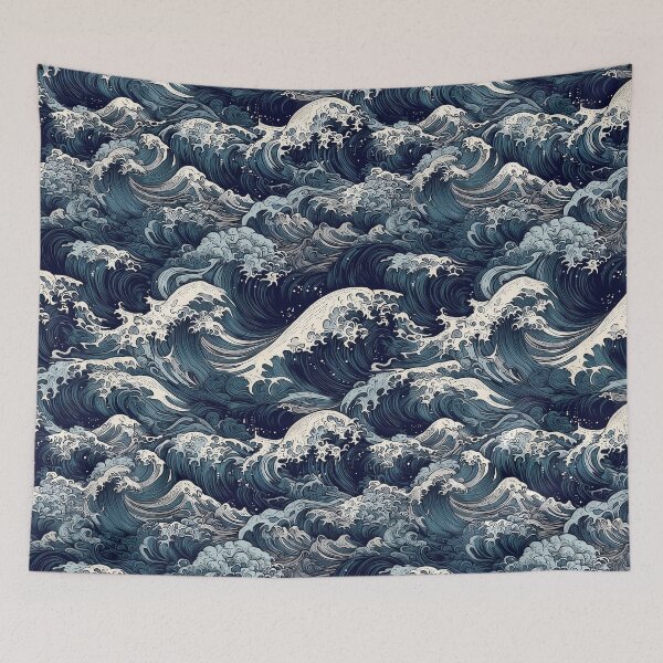 Item preview, Japanese Wave Pattern Hokusai Indigo Blue Ocean designed and sold by Nine Lives Studio.