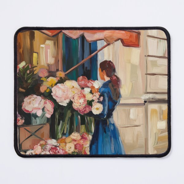 Item preview, Parisian Flower Stall Vignette - Retro Aesthetic Street Life Art designed and sold by CARRAANN.