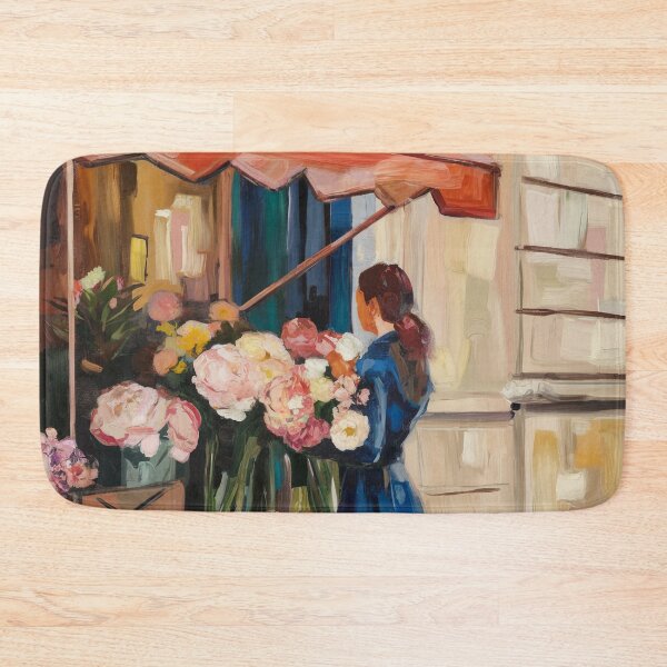 Item preview, Parisian Flower Stall Vignette - Retro Aesthetic Street Life Art designed and sold by CARRAANN.
