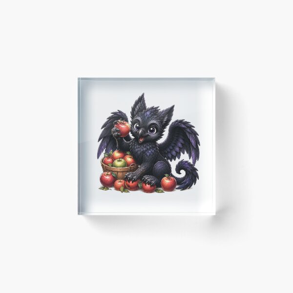 Item preview, Cute Black Griffin with Apples designed and sold by Hatchling Hollow.