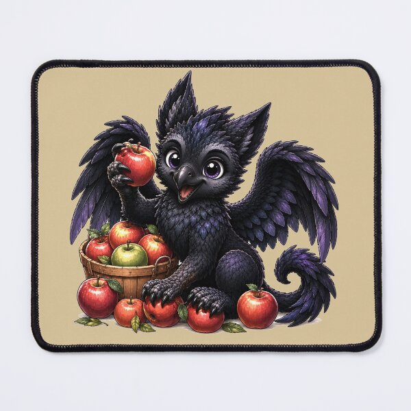 Item preview, Cute Black Griffin with Apples designed and sold by Hatchling Hollow.