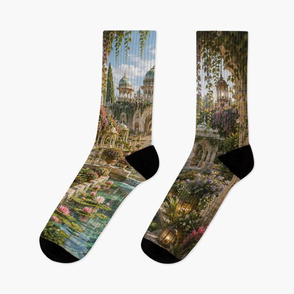 Item preview, Secret Palace Garden with Lotus Pond designed and sold by AnjaSarahArt.