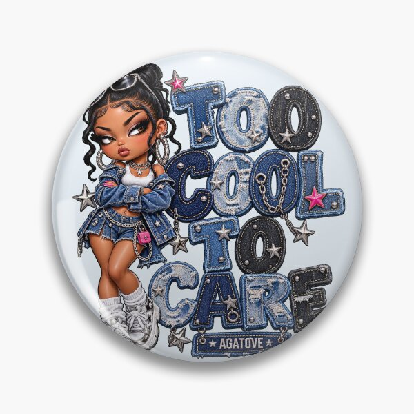Item preview, Too Cool To Care Denim Y2K Doll Aesthetic Typography  designed and sold by CurrentPhase.