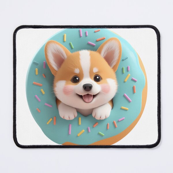 Item preview, Cute 3D Baby Corgi Puppy in Pastel Blue Donut Sticker designed and sold by VisualVerseLab.