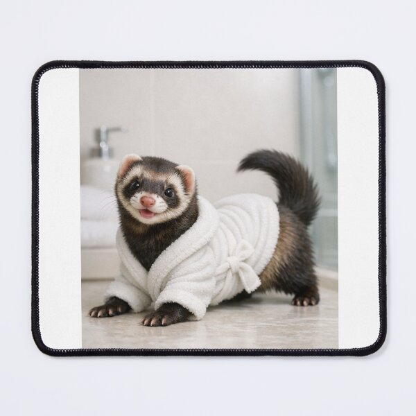 Item preview, Sable Ferret Wearing a Bathrobe designed and sold by Sillytoe.