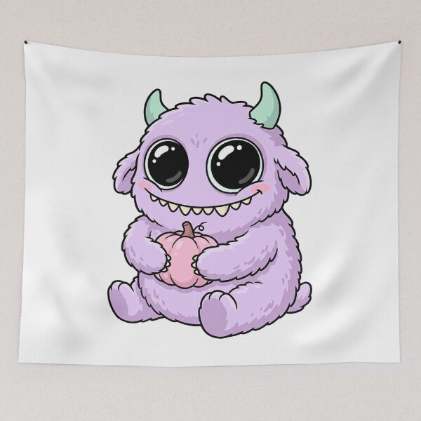 Item preview, Pastel Spooky Plush Monster With Pink Pumpkin designed and sold by The Mellonaire.