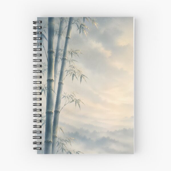 Item preview, Japanese Bamboo Forest – Misty Mountains & Golden Morning Light, Minimalist Ukiyo-e Inspired Art designed and sold by Tomoyo Art.