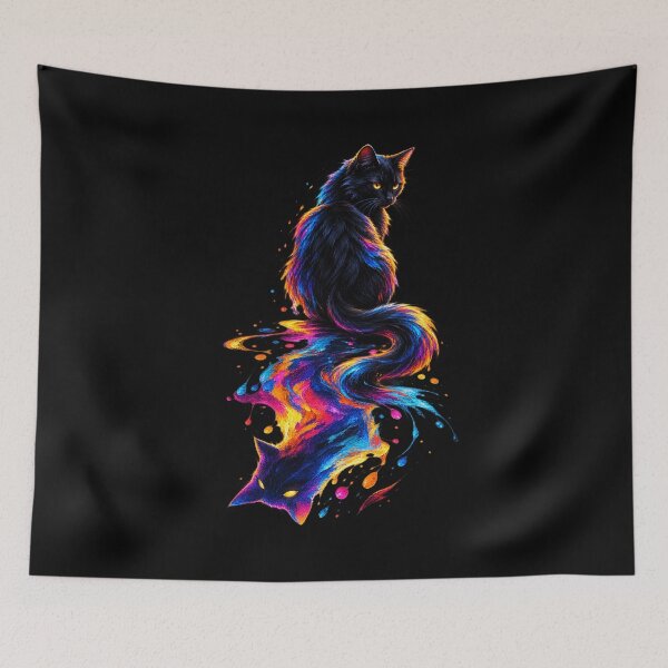 Item preview, Colorful Shadow Cat – Vibrant Black Cat Painterly Art designed and sold by GraphiteRealm.