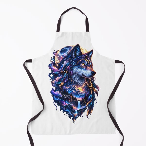 Item preview, Cosmic Spirit Wolf Full Moon Galaxy Mountain Landscape designed and sold by BellabdO.