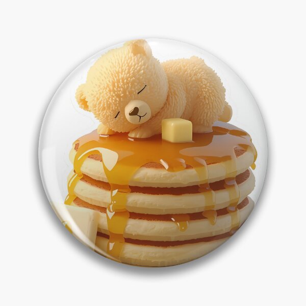 Item preview, Cute 3D Sleeping Baby Bear on Fluffy Pancakes Dessert Sticker designed and sold by VisualVerseLab.