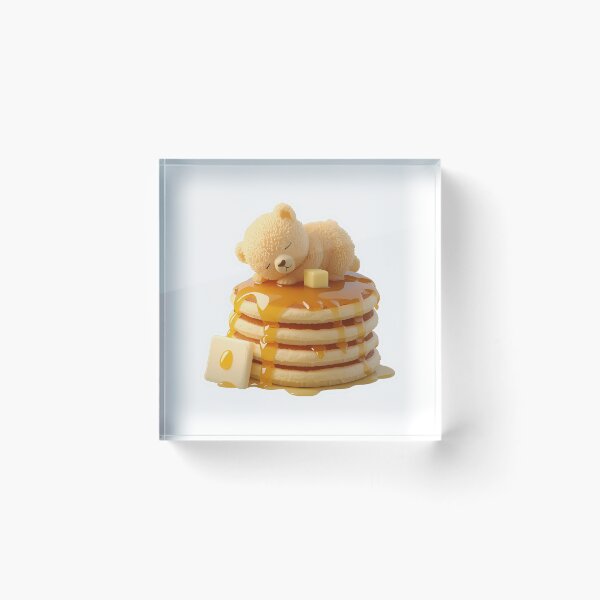 Item preview, Cute 3D Sleeping Baby Bear on Fluffy Pancakes Dessert Sticker designed and sold by VisualVerseLab.
