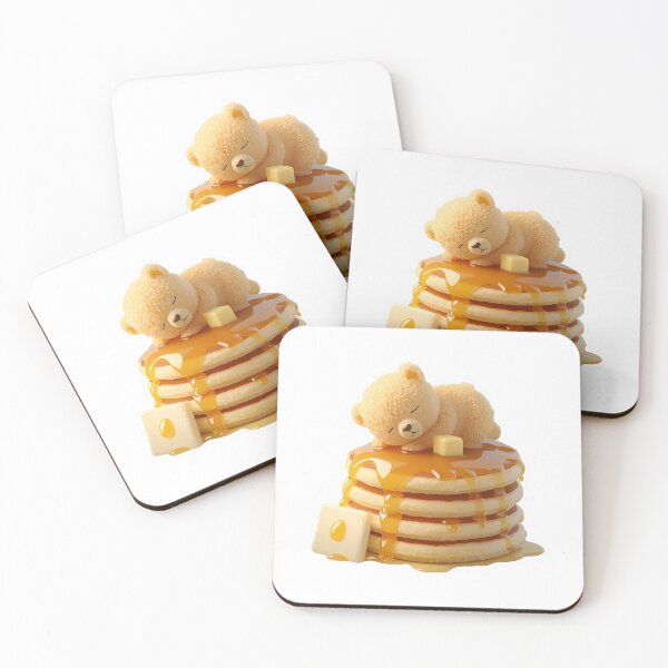 Item preview, Cute 3D Sleeping Baby Bear on Fluffy Pancakes Dessert Sticker designed and sold by VisualVerseLab.