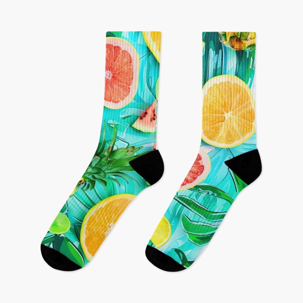 Item preview, Tropical Fruit Medley With Palm Leaves Colorful Art designed and sold by DEC02.
