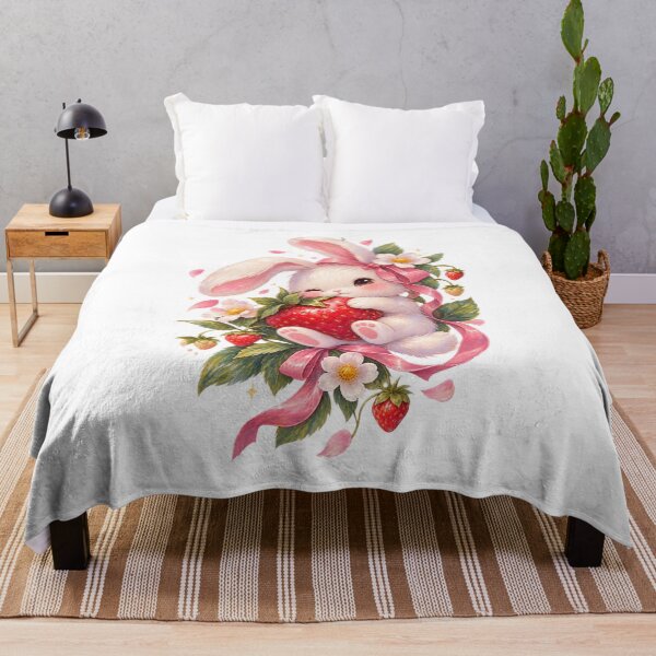 Item preview, Strawberry Bunny – Cute Kawaii Cottagecore Art designed and sold by GraphiteRealm.
