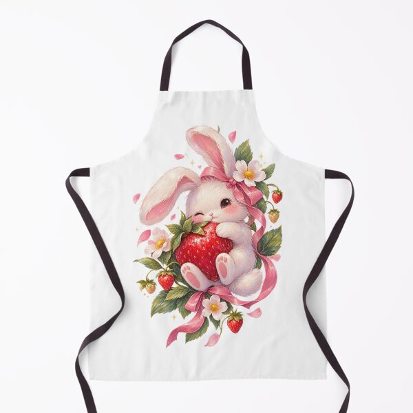 Item preview, Strawberry Bunny – Cute Kawaii Cottagecore Art designed and sold by GraphiteRealm.
