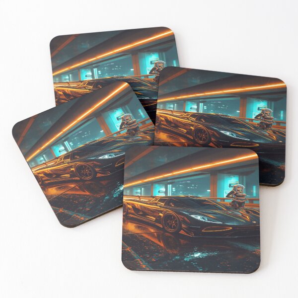Item preview, Cyberpunk Nordic Hypercar Carbon Gold Art designed and sold by MAVIRA ART.